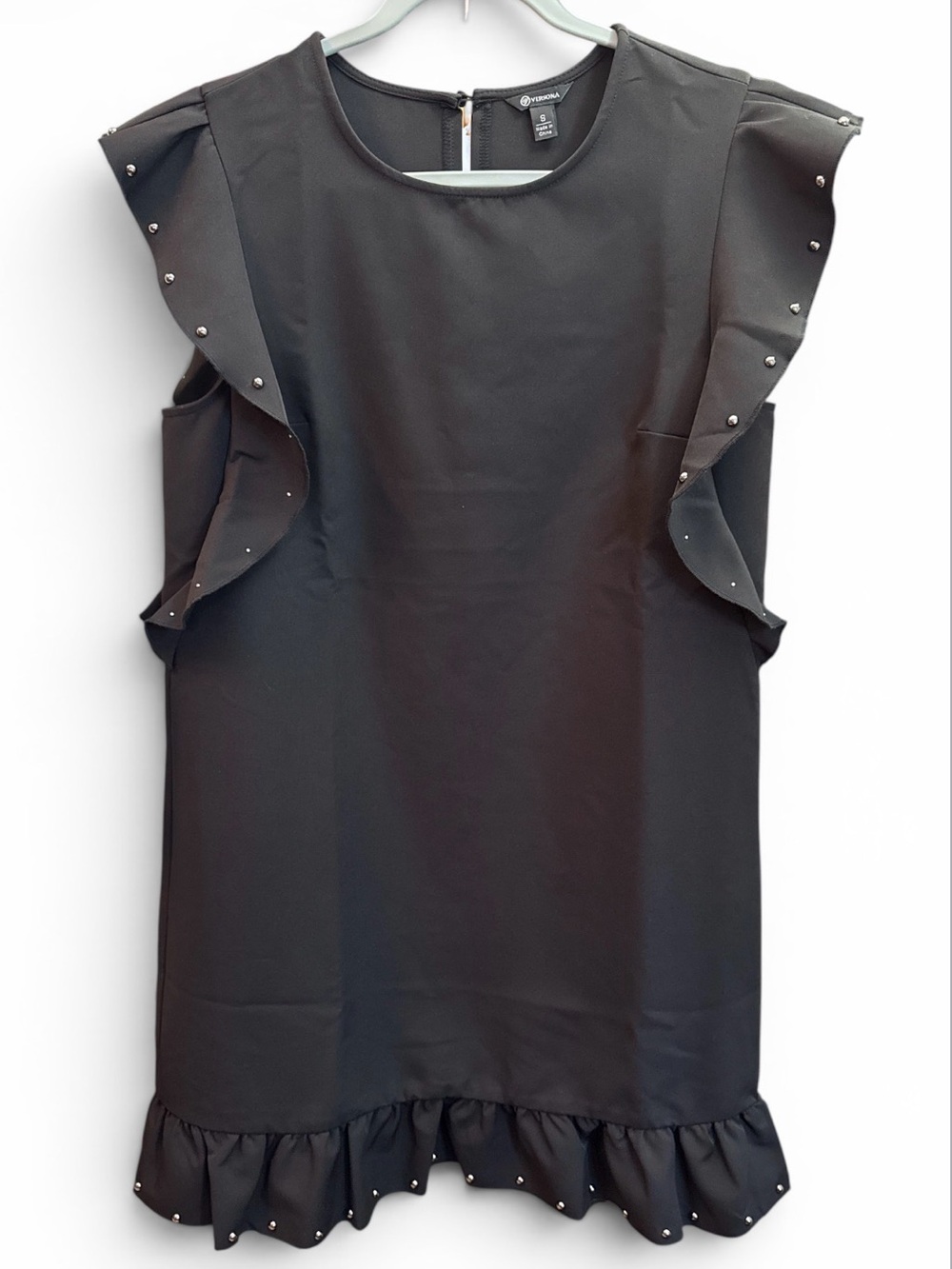 Versona Black Ruffle Sleeve Studded Tunic dress size small